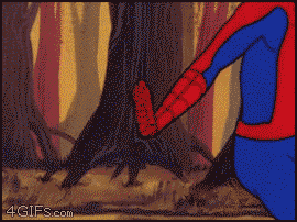 Spider-Man gliding away.