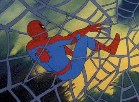 Spider-Man trapped in web
